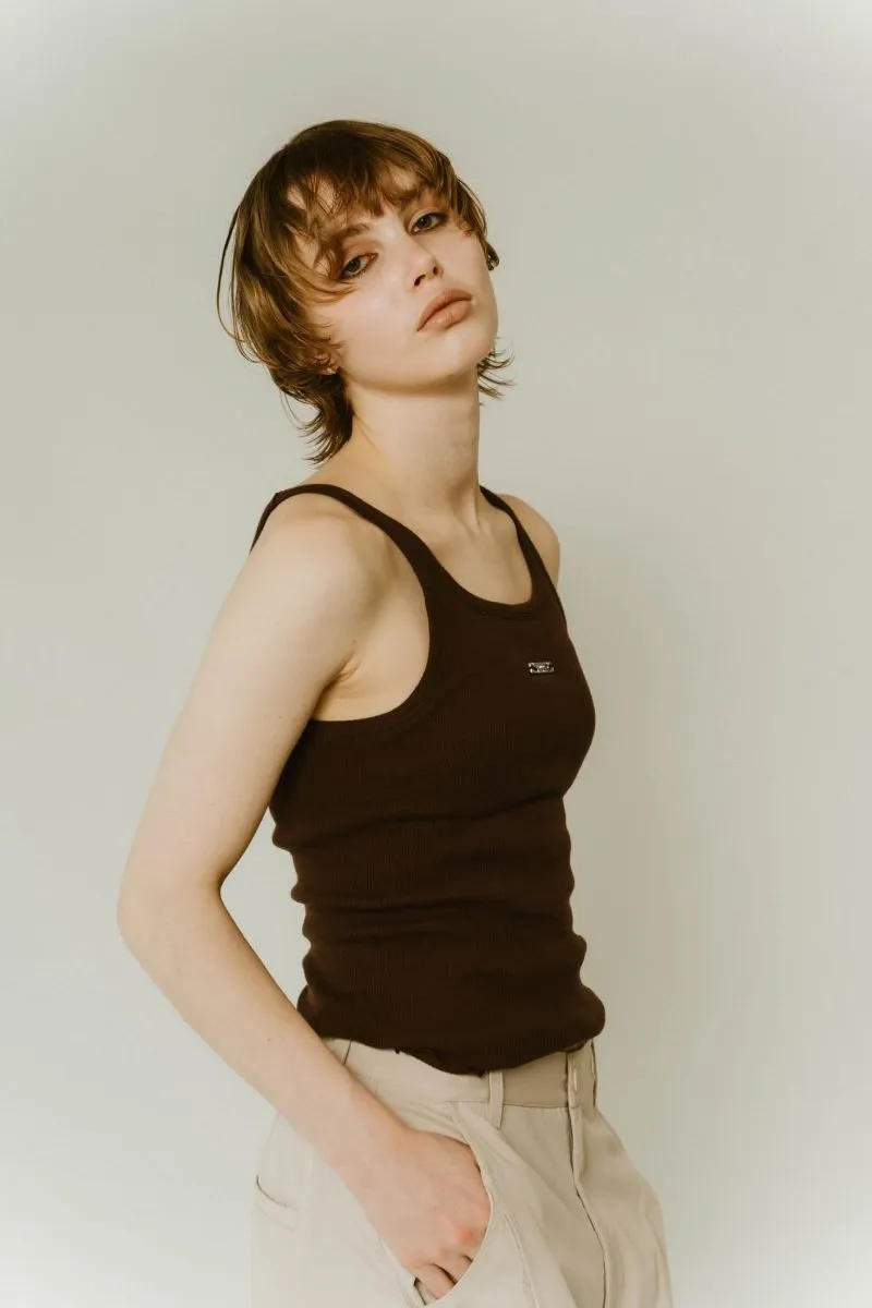 -On sale April 25th 21:00- cap in rib tank top/brown,ivory