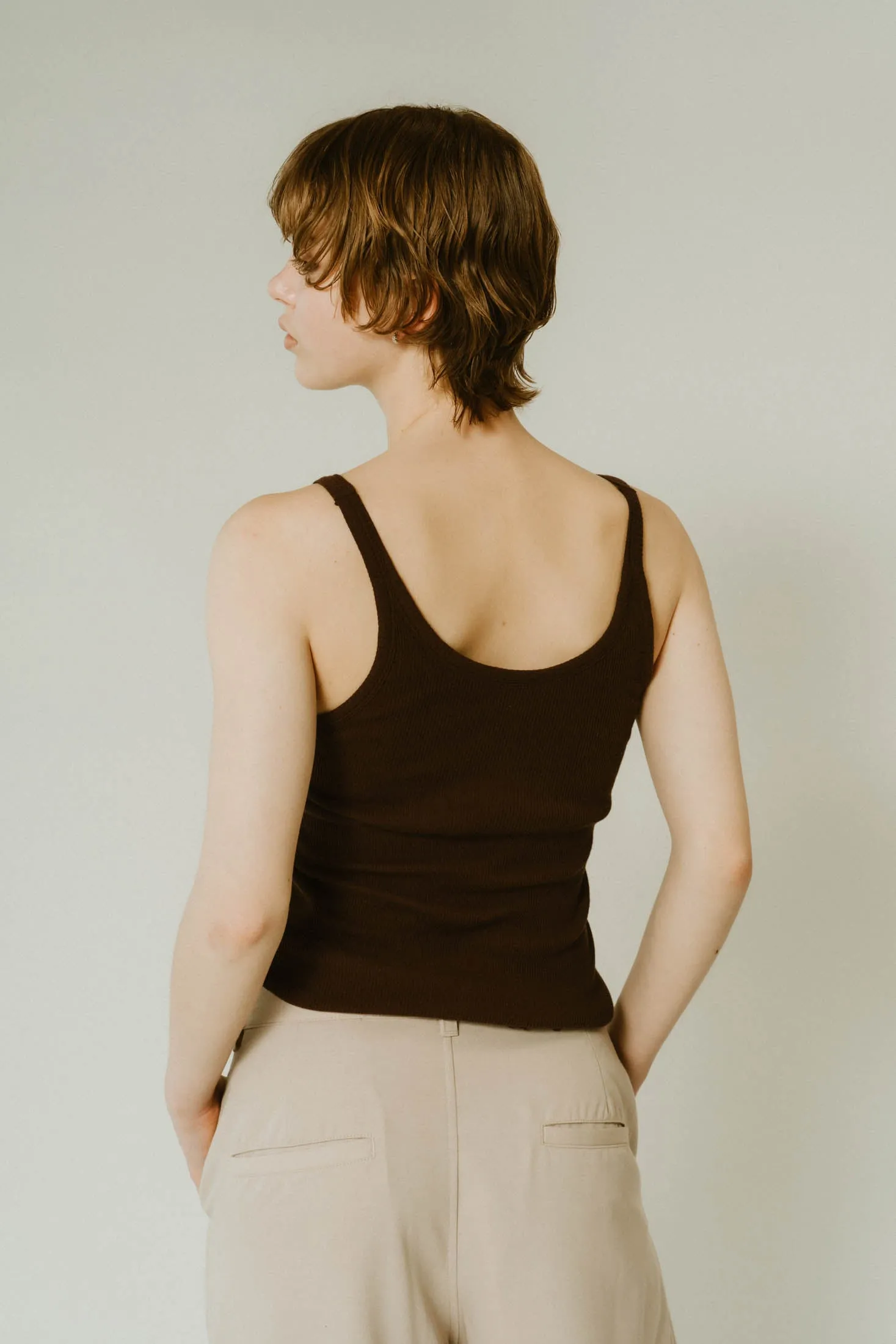 -On sale April 25th 21:00- cap in rib tank top/brown,ivory