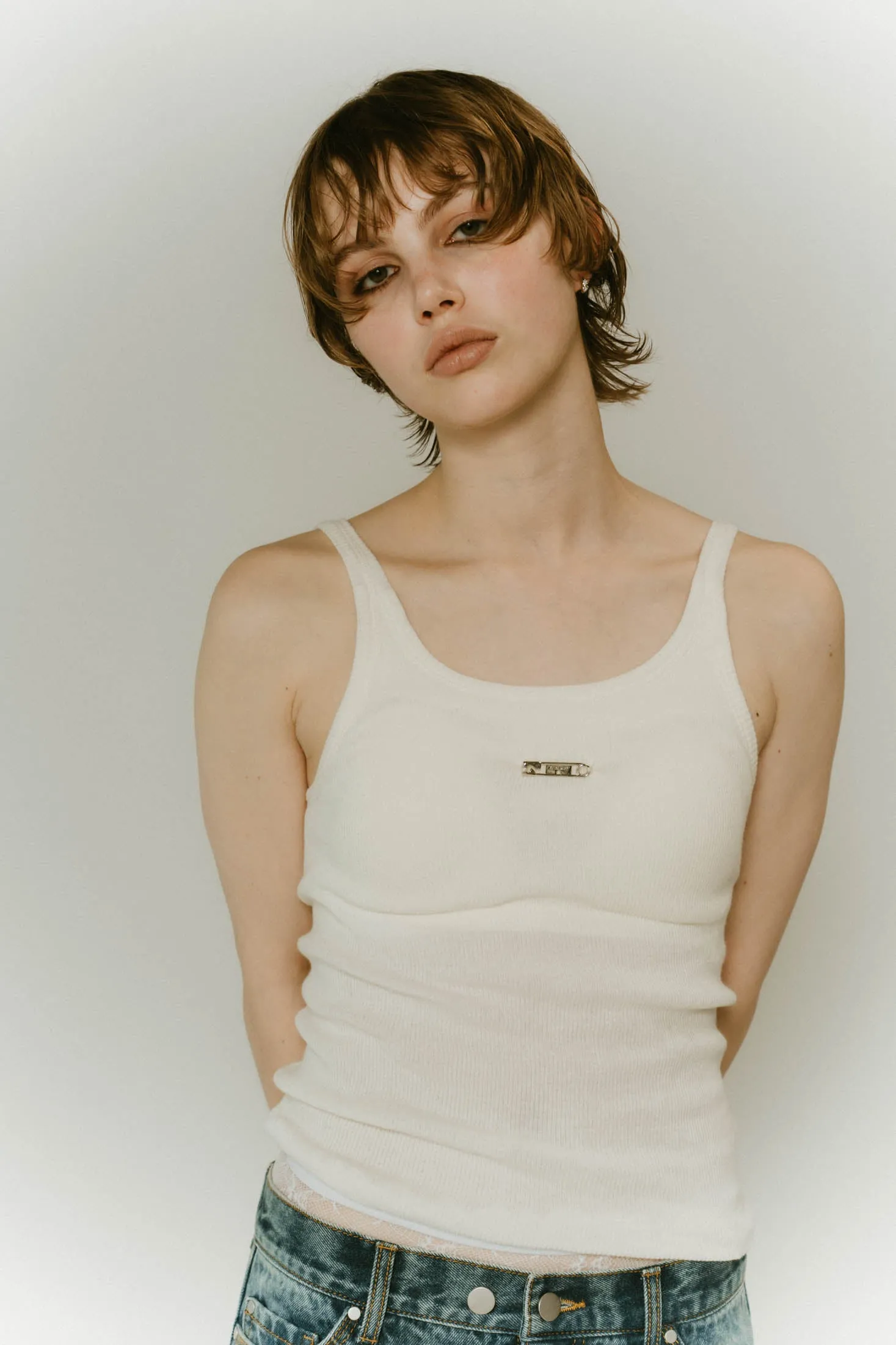 -On sale April 25th 21:00- cap in rib tank top/brown,ivory