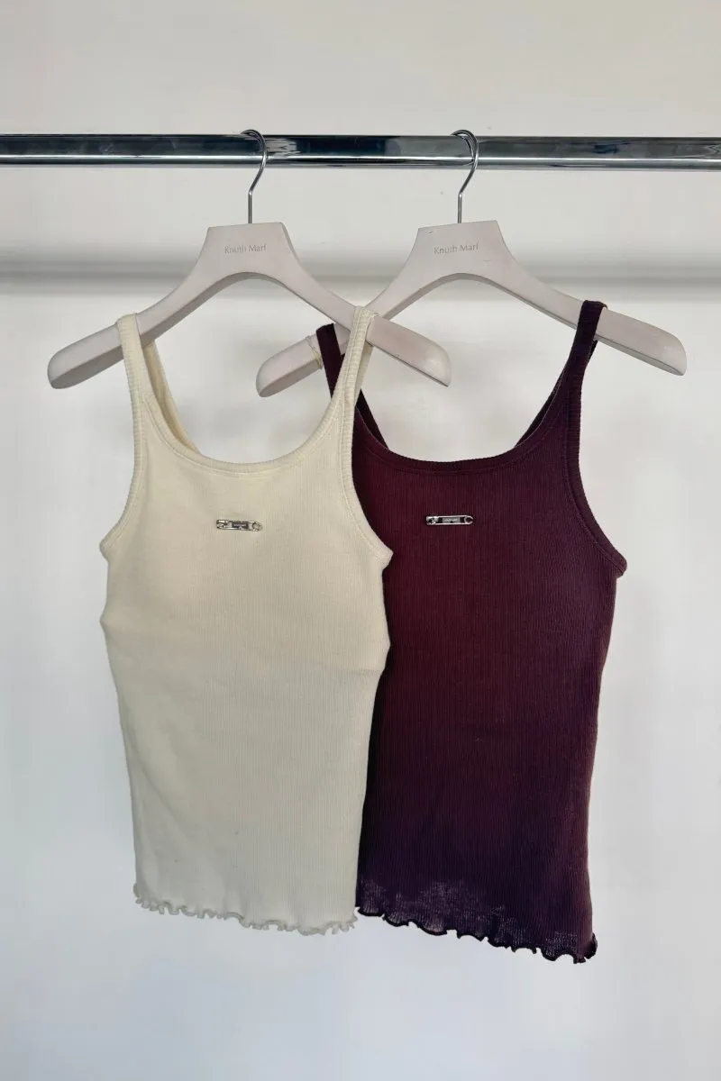 -On sale April 25th 21:00- cap in rib tank top/brown,ivory