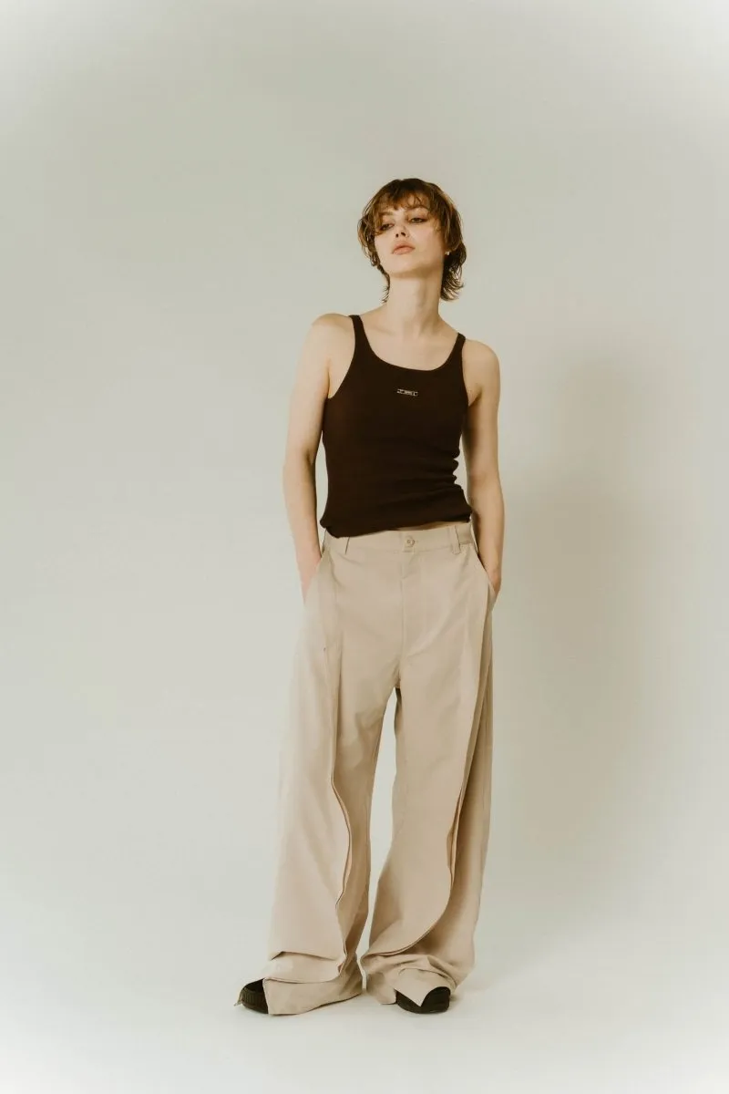 -On sale April 25th 21:00- cap in rib tank top/brown,ivory