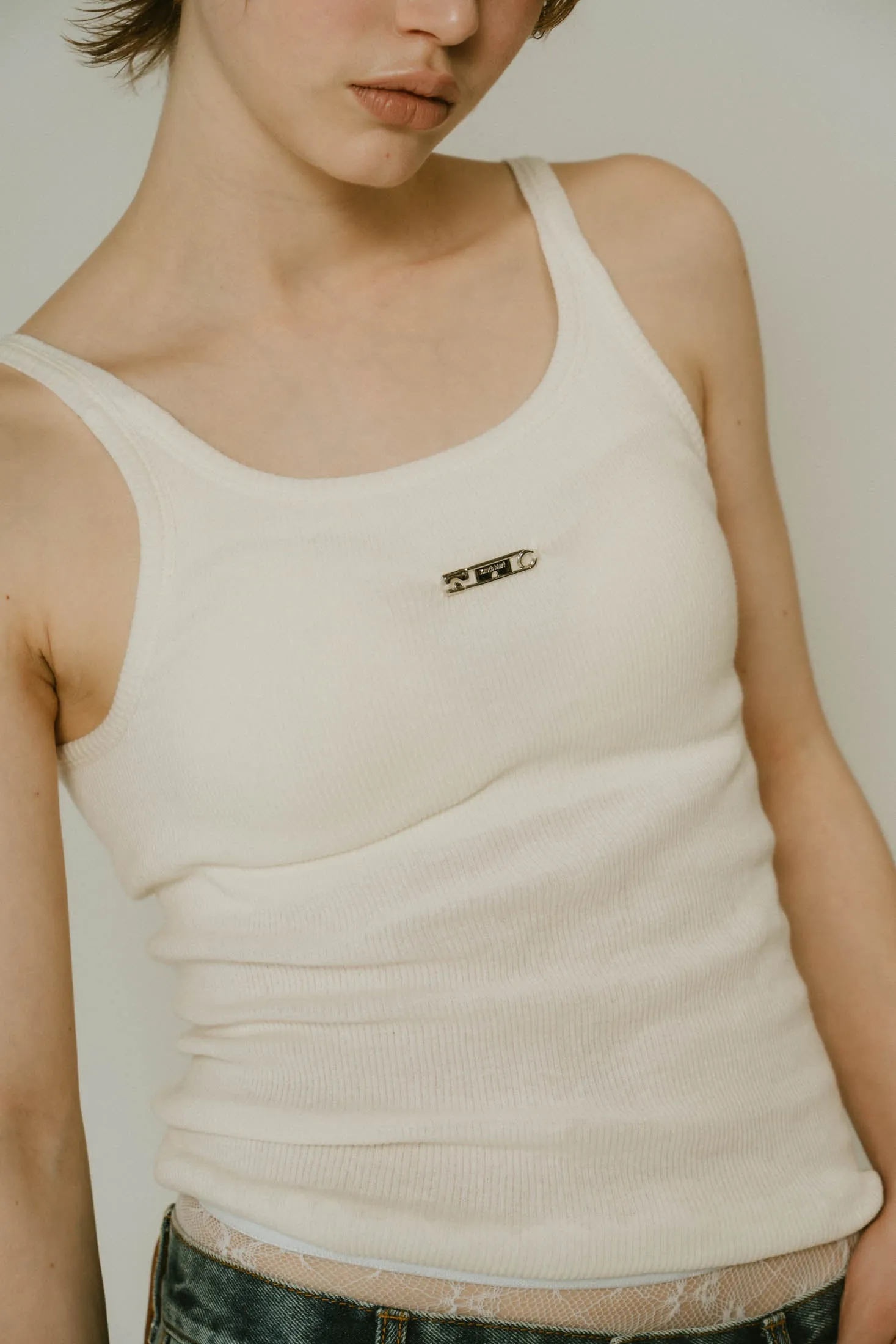 -On sale April 25th 21:00- cap in rib tank top/brown,ivory