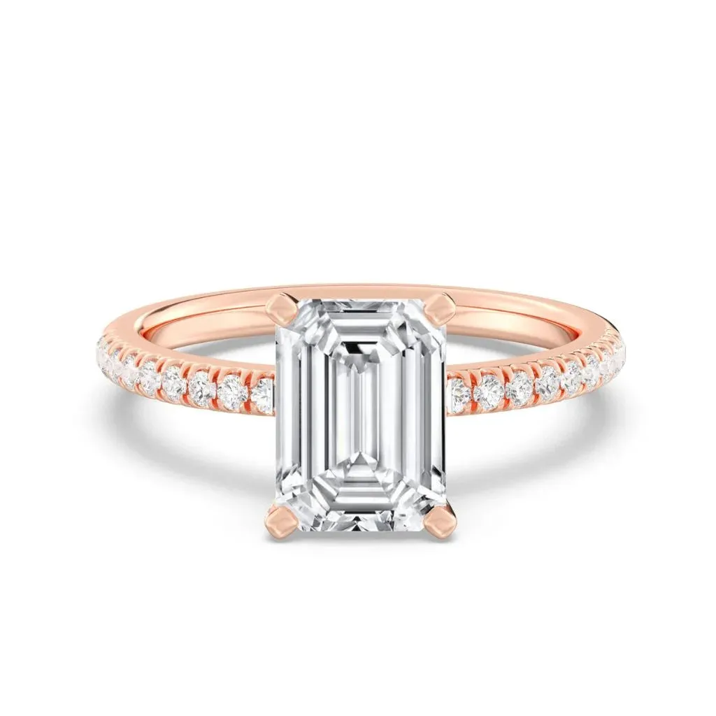2ct Solitaire Ring Pavé Band