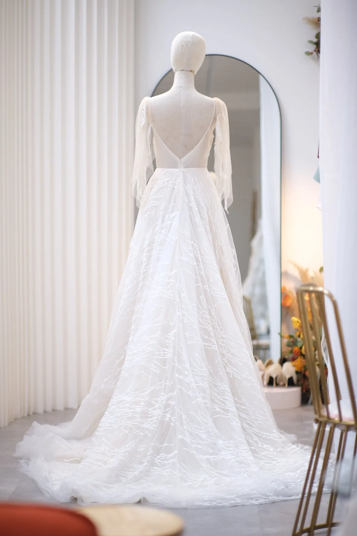 BG-WED-AME-10036 WEDDING GOWN LUX FABRIC, FULL FABRIC LACE SIZE S BUST 80-84 WAIST 66-68 HIPS 96