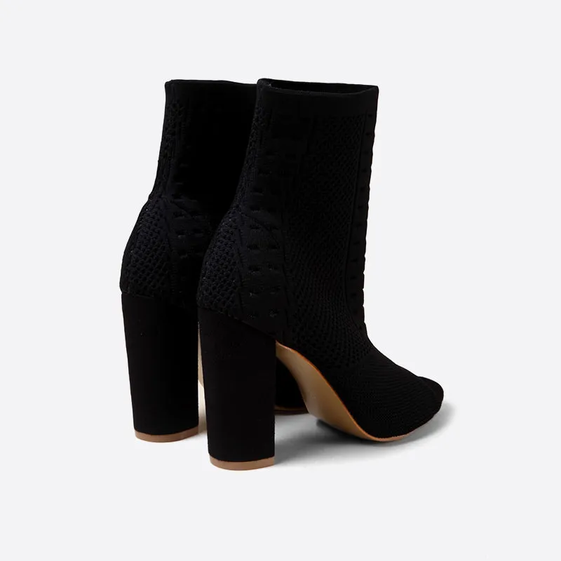 binfenxie- Women Block Heeled Peep Toe Boots