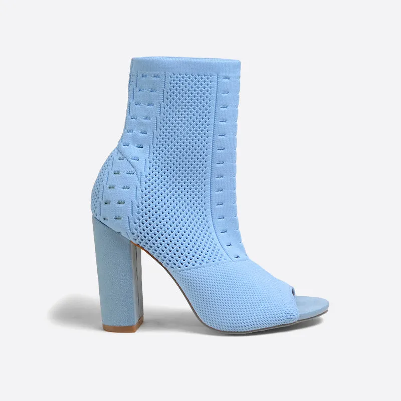 binfenxie- Women Block Heeled Peep Toe Boots