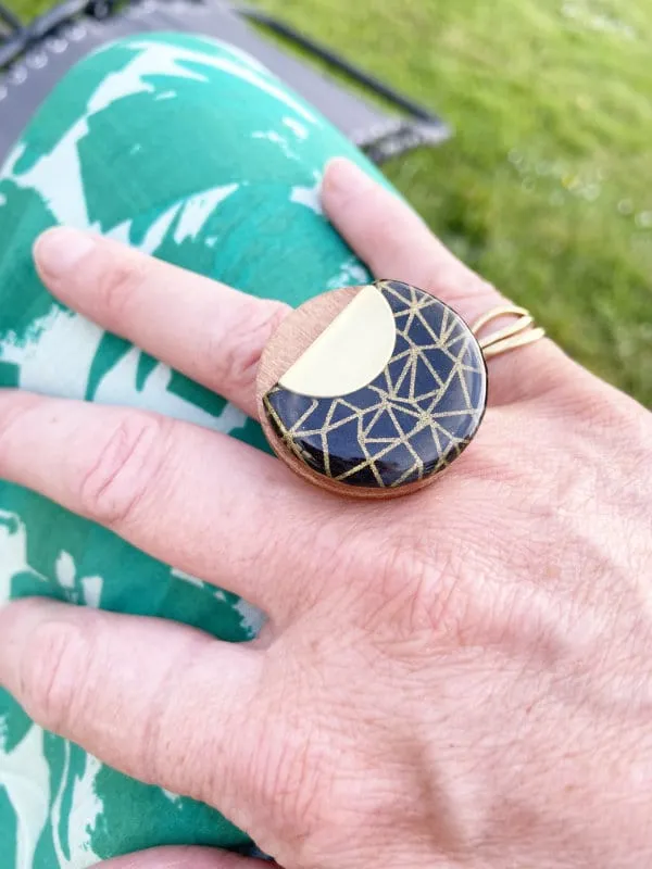Black & Gold Geometric Ring