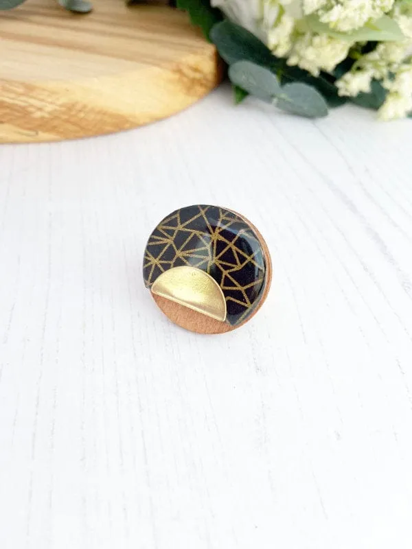 Black & Gold Geometric Ring
