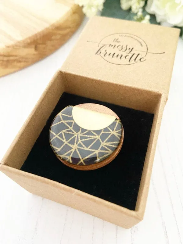 Black & Gold Geometric Ring