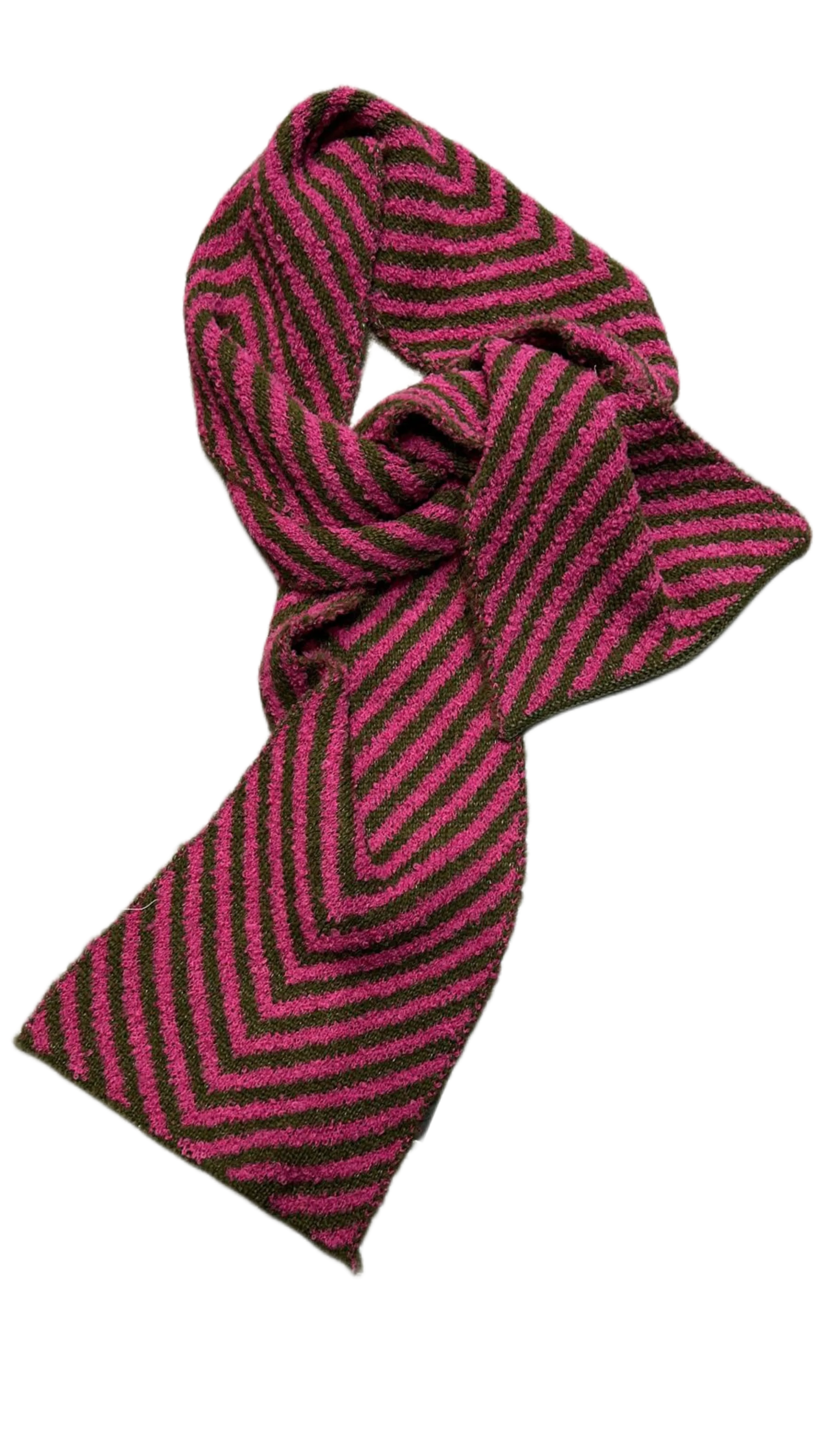 Chevron scarf (Alpaca) -  PInk / Green