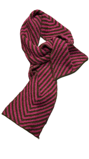 Chevron scarf (Alpaca) -  PInk / Green
