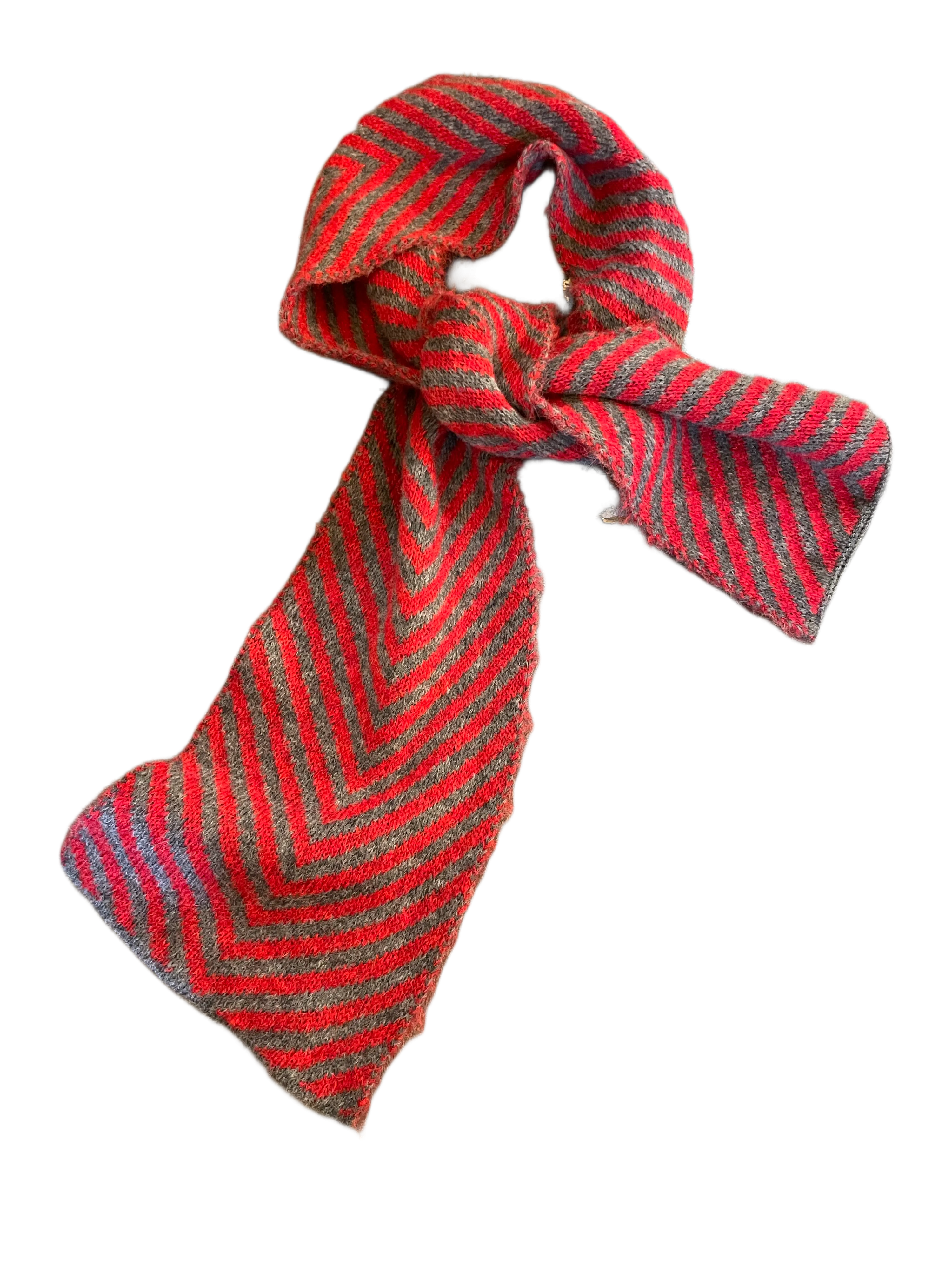 Chevron scarf (Alpaca) -  Red / Charcoal