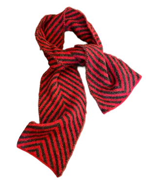 Chevron scarf (Alpaca) -  Red / Grey