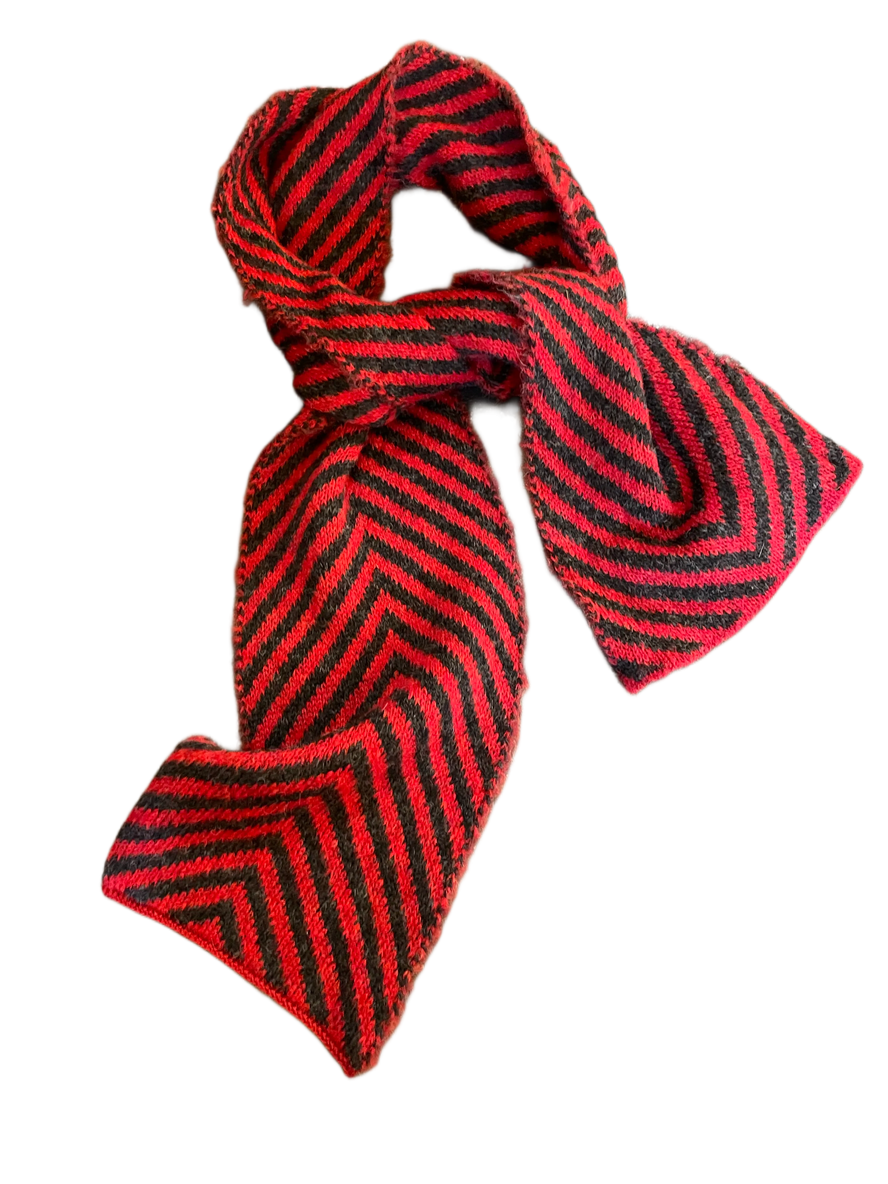 Chevron scarf (Alpaca) -  Red / Grey