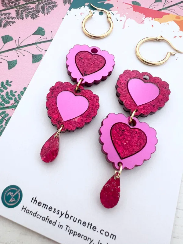 Double Heart 'Opposites' Statement Earrings in 2 Styles
