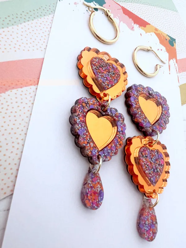 Double Heart 'Opposites' Statement Earrings in 2 Styles