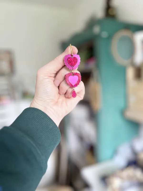 Double Heart 'Opposites' Statement Earrings in 2 Styles