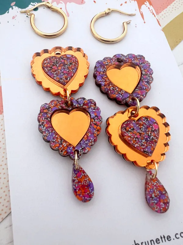 Double Heart 'Opposites' Statement Earrings in 2 Styles