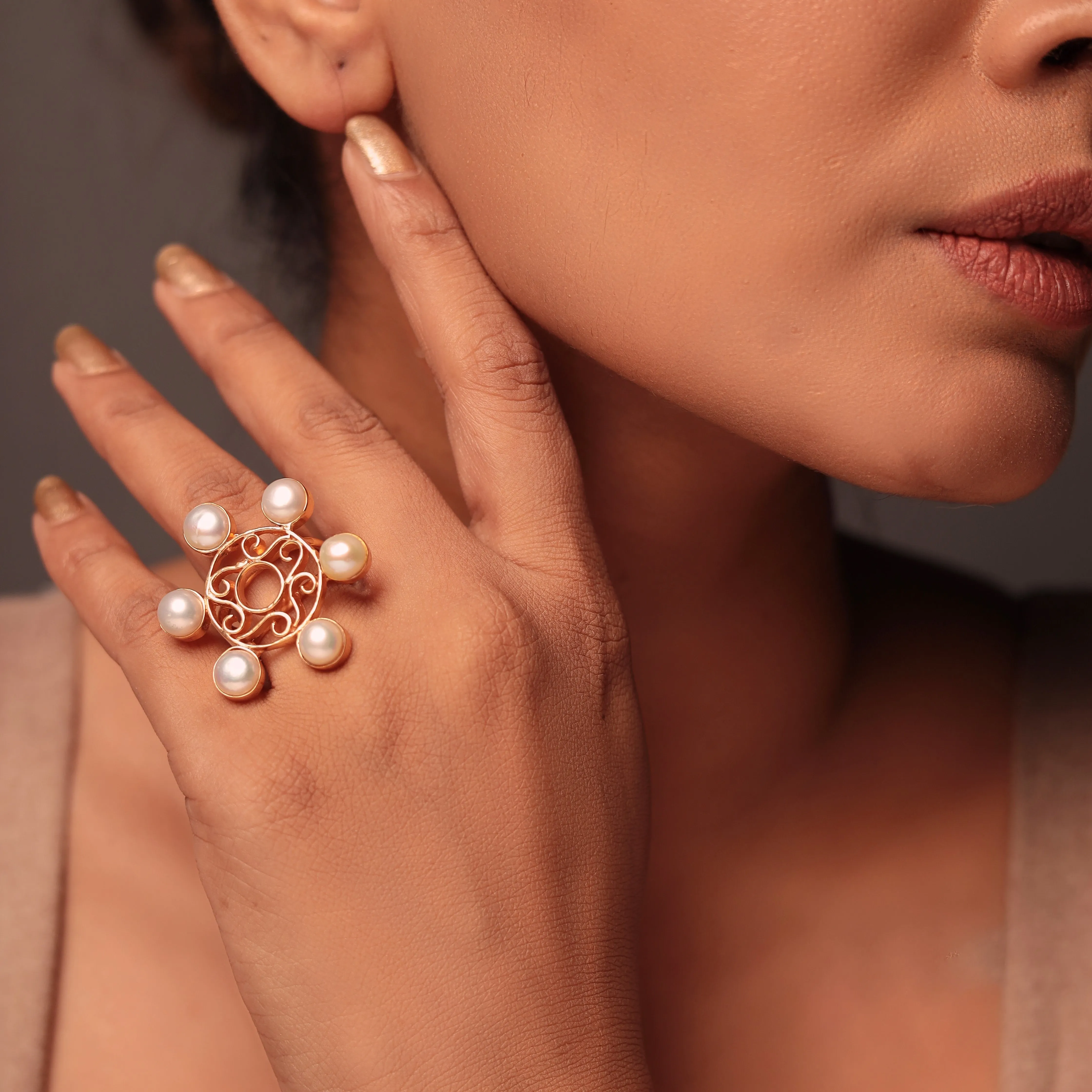 Filigree Pearl Ring