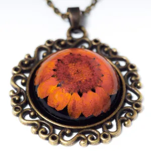 Flower Necklace Classic Orb Amber-Orange