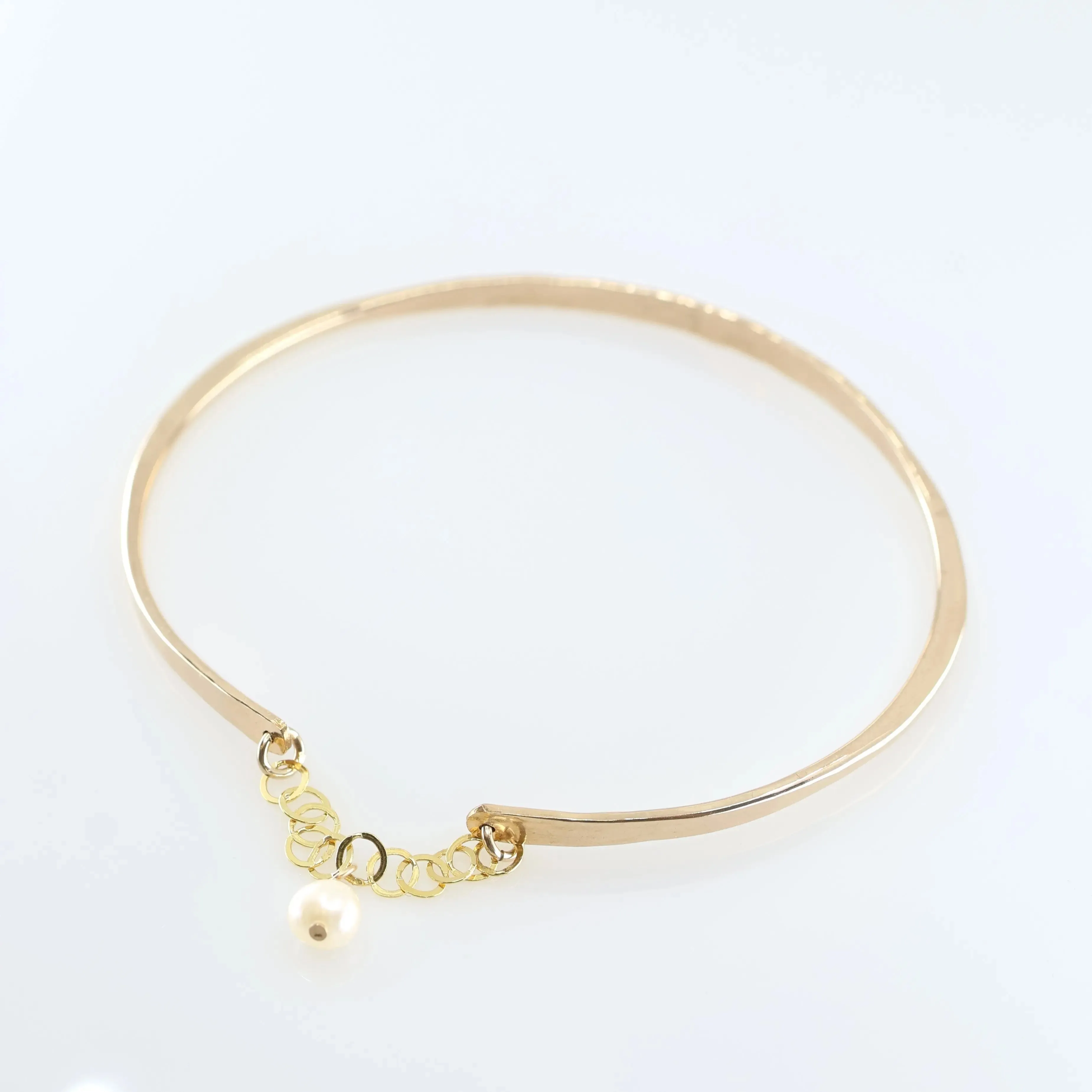Forged Heavy Gauge Bangle with Safety Chain Clasp