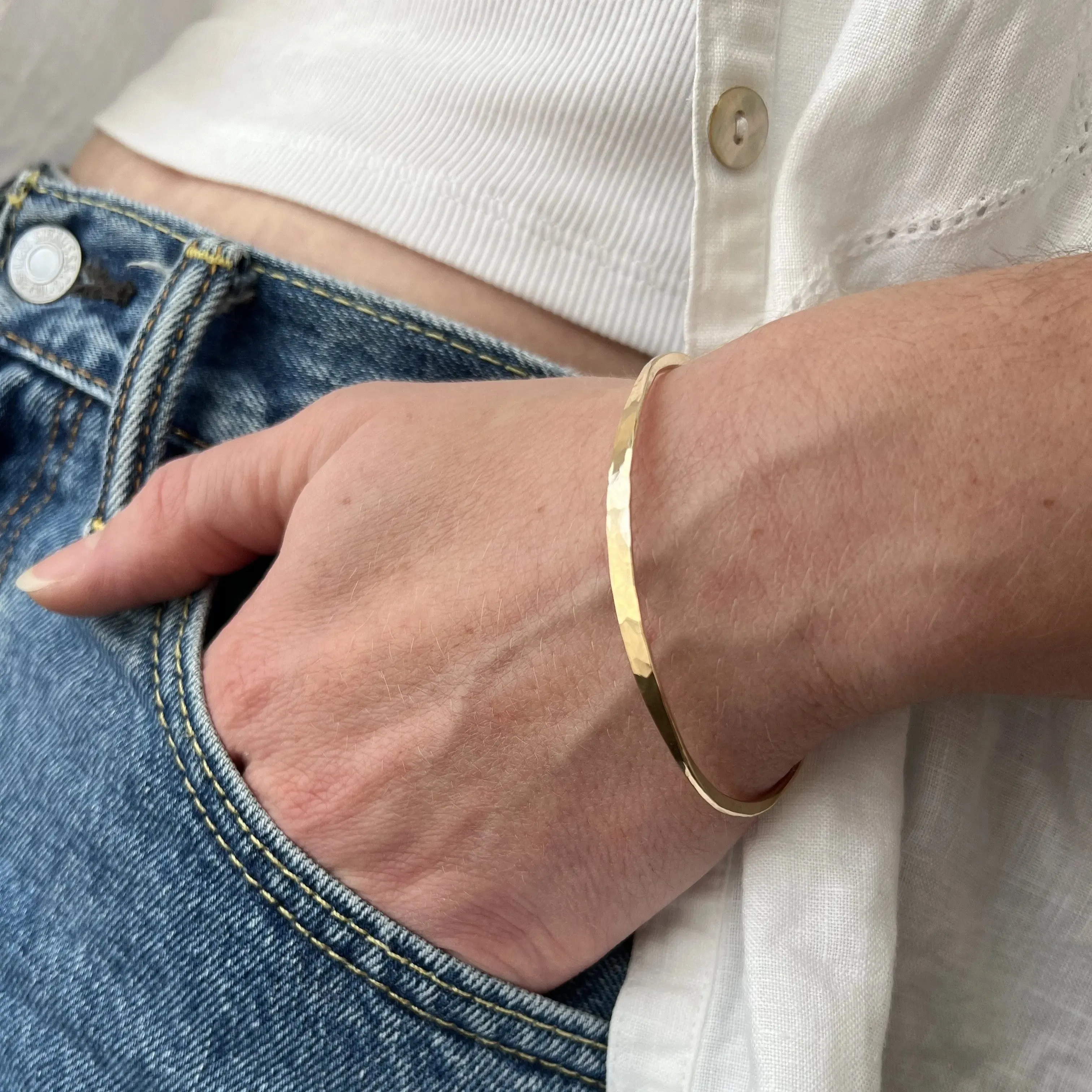 Forged Heavy Gauge Bangle with Safety Chain Clasp