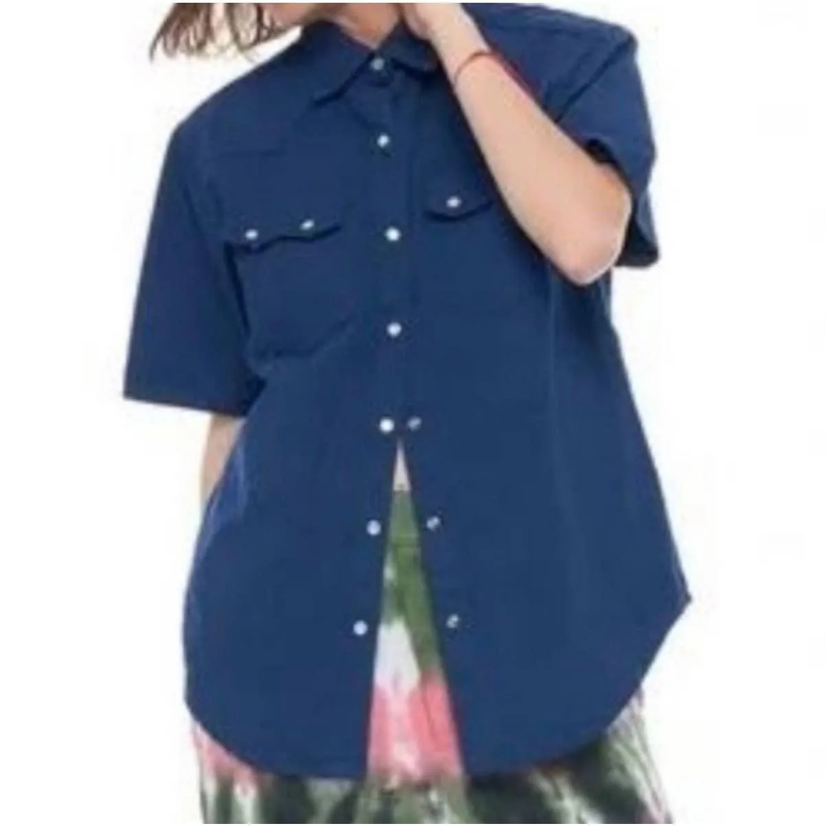 Free People x Sandrine Rose Pearl Button Western Shirt Size S