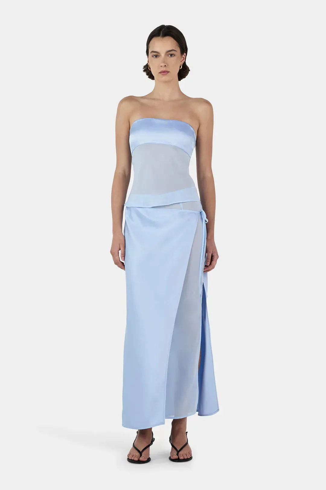 RICKY MIDI SKIRT | BABY BLUE