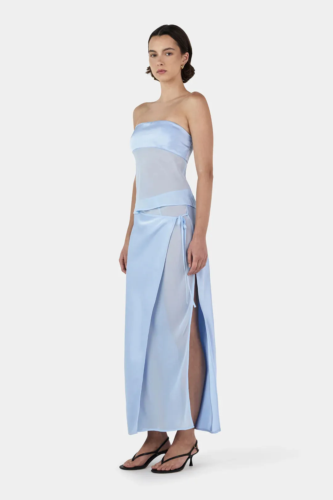 RICKY MIDI SKIRT | BABY BLUE