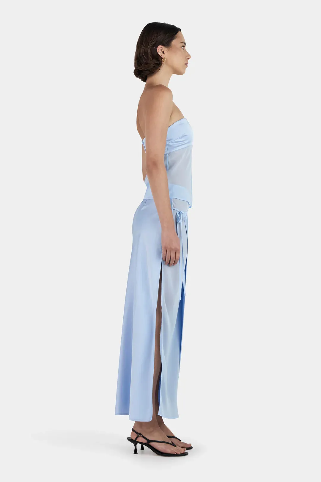 RICKY MIDI SKIRT | BABY BLUE