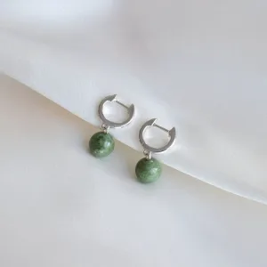 Silver Jade Hoop Earrings - Mae